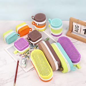 Wholesale Hole Silicone Pencil Case Multi-Size Set School Office Stationery Kid Creative DIY Pen Bag Multifunction Storage Pouch