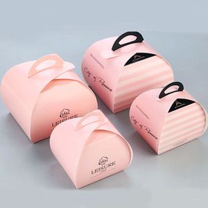 Custom Cake Baking Packaging Box Mousse Pudding Cake Box Mousse Carton Small Dessert Packaging Handle Cake Box