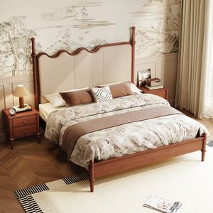 Durable Modern Solid Teak Oak Bed Frame Simple Rustic Design King Double Sizes Bedroom Living Room Home Hospital Wooden Beds