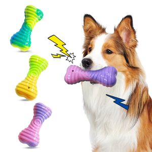 Wholesale Custom New Design Durable Mixed color squeaky TPR dog chew bone