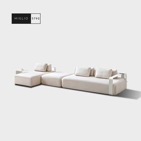 Luxury Living Room Furniture Waterproof Fabric L Shape Garden Lounge Sofa Set Outdoor