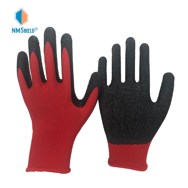 NMSHIELD Industrial Crinkle Rubber Labor En388 Garden Gloves & Protective Gear Construction Latex Safety Work Gloves