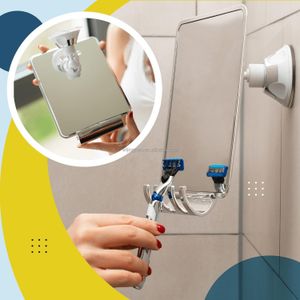 Shower Tempered glass Mirror, Shower Mirror fogless for Shaving with a Removable Razor Holder