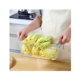 Creative House kitchen organizer portable desktop food fruit storage bins with handle plastic fridge container storage organizer