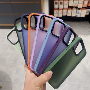 Solid Color Mobile Phone Case Metal Camera Frame fundas de Celulares Full Cover For iphone 15 14 Pro Max