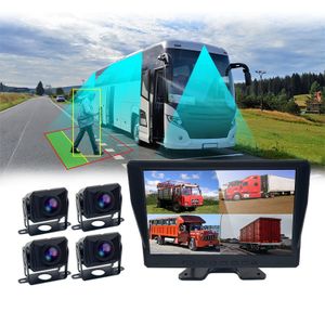 Wemaer Truck 4 Channel Camera System 10 inch IPS AHD Monitor 24V Truck Big Screen Backup Monitor Camera System Split Images