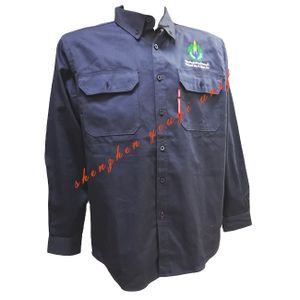 Custom Wholesale Long Sleeve 100% Cotton Flame Retardant Fire Resistant Workwear Safety Workwear