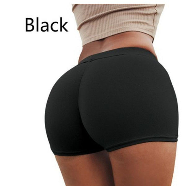 European And American Solid Color Tight Wrap Hip Stretch Leggings Yoga Shorts Anti-slip Pants