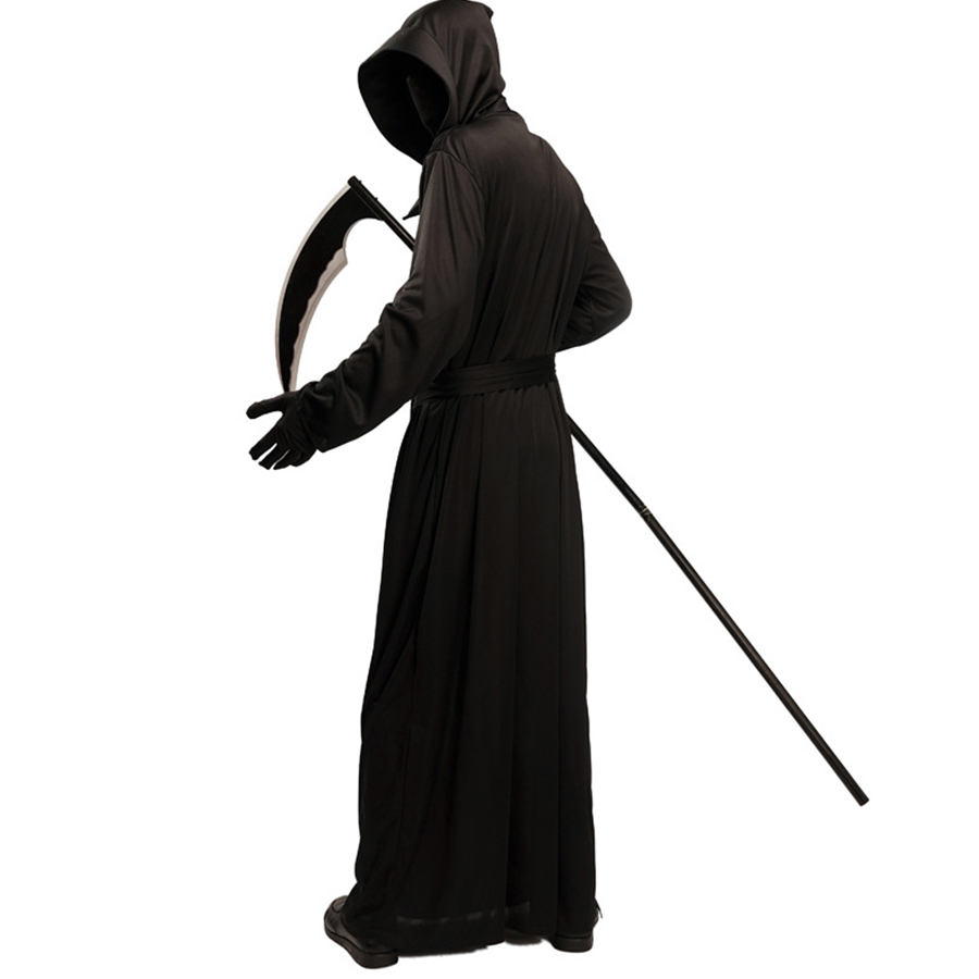 YIWU HUIQUAN GARMENT CO.,LTD. Big man black head belt cape Devil Halloween costume Scythe Monster role-play costume Death stage show costume