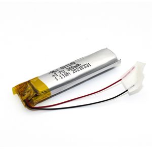 Mini Lipo lithium ion battery 601145 3.7V 300mah 1.11Wh rechargeable lipo for earphone