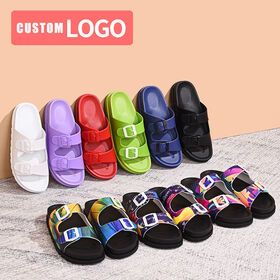 Double Straps DIY OEM Custom Logo Slide Slippers Flat Sandal PVC Slides Men's Women's Slippers Sandals
