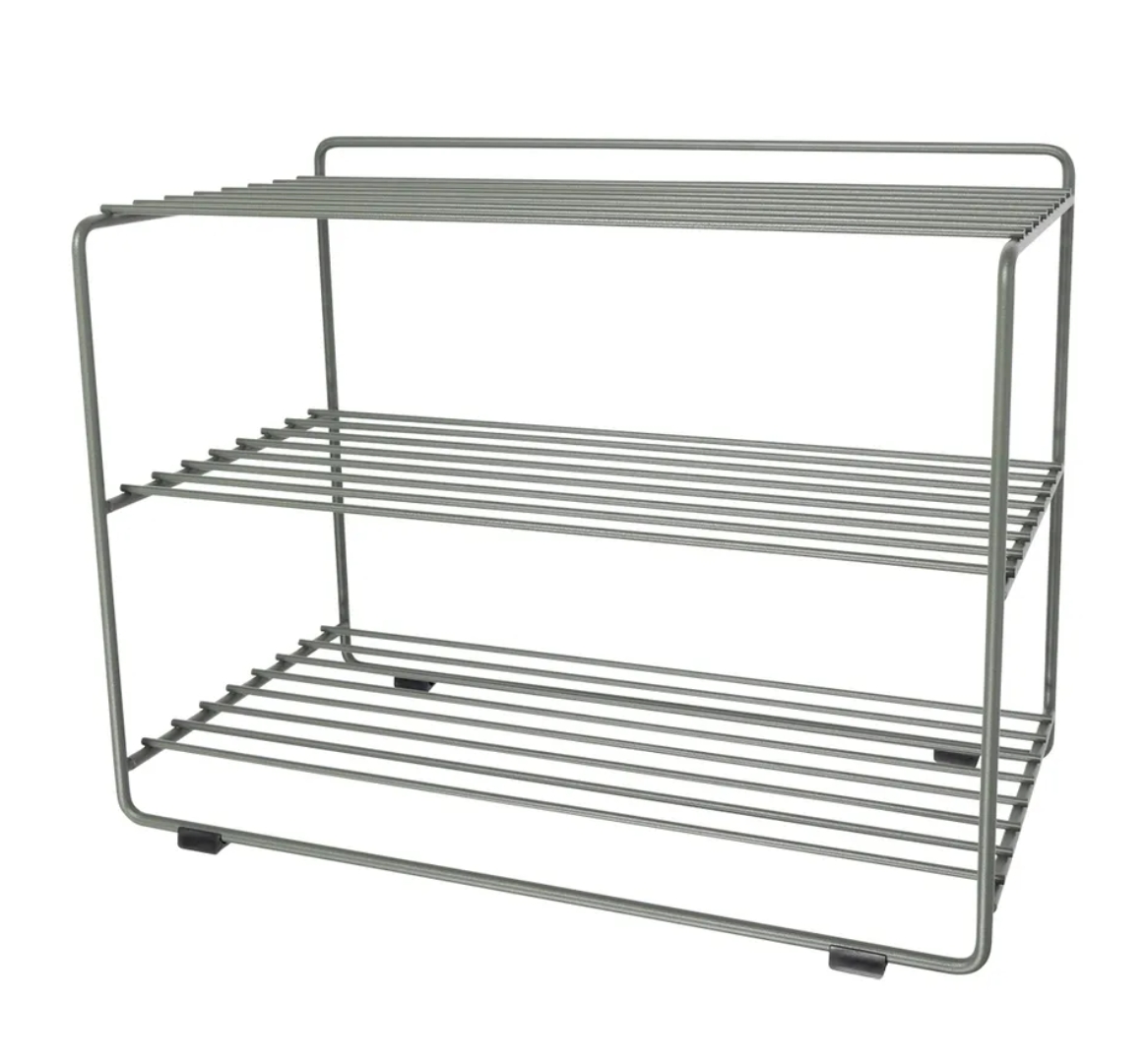 Home Organization Living Room 3 Tier Black Stackable Metal Wire Shoe Rack Storage Shoe Shelf