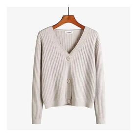 New spring and autumn V-neck knitted cardigan women's long sleeve cardigan short slim-fit top sweater small shawl to wear outside