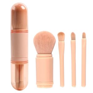 4-in-1 Professional Portable Mini Travel Makeup Brush Set Double Ended Retractable Cosmetic Tools for Face Used with Foundation