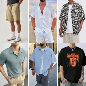 stock2024 wholesale clothing men's pure cotton printed high-quality casual t-shirt polo shirt shorts shirt mixed random delivery
