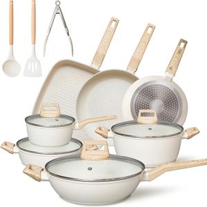 New Arrivals Aluminum 14 Piece Cooking Sets Die Casting Induction Bottom Frying Pan Kitchen Ware Cookware Set For Wholesale