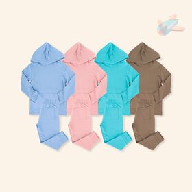 Custom Logo Organic Cotton Newborn Clothes Boys Girls Long Sleeve Long Pants Hoodies Sweatshirt Unisex Baby Clothing Sets