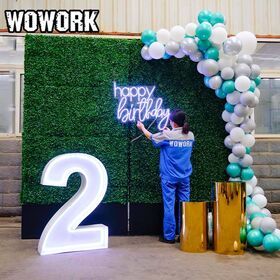 2023 WOWORK fushun outdoor wedding rental supplies party huge giant alphabet vintage neon marquee light for BABY shower