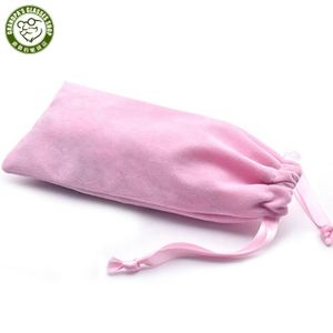 OEM Wholesale Soft Black Grey Pink Tarot Cards Gift Jewelry Ribbon Packaging Bags Microfiber Velvet Drawstring Sunglasses Pouch