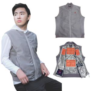 Ready to Ship Gray Waffle Pattern Men Women 5V USB Heated Vest With Thermal Reflective Lining