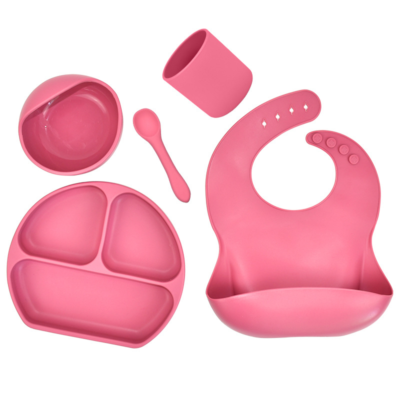 Walcold Custom Print Bpa Free Waterproof Adjustable Food Feeding Supply Silicone Baby Bib Set With Food Catcher