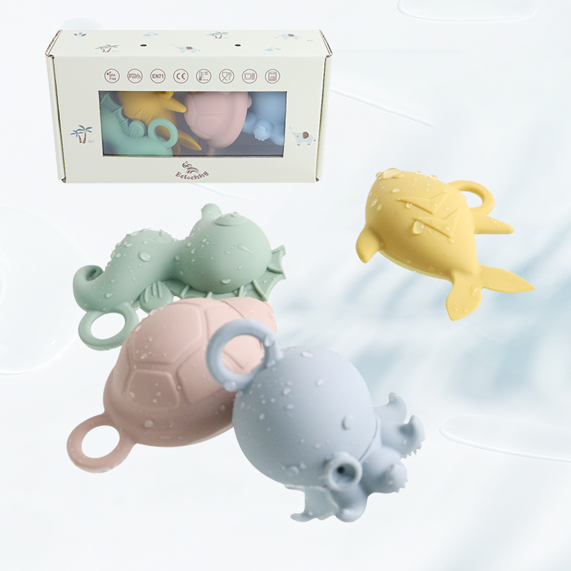 Dongguan Beiluoxi Craftworks Co., Ltd. Silicone Baby Bath Toys 4-Piece Water Table Floating Boats Bathtub Pool Ocean 6-12 Months Dishwasher Safe Infant Toys Baby Gifts