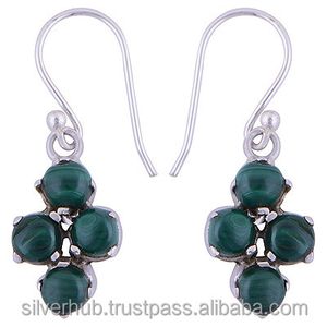 Green Malachite Gemstone 925 Solid Sterling Silver Fine Jewelry  Earrings Green Malachite Gemstone Earrings for women and girls
