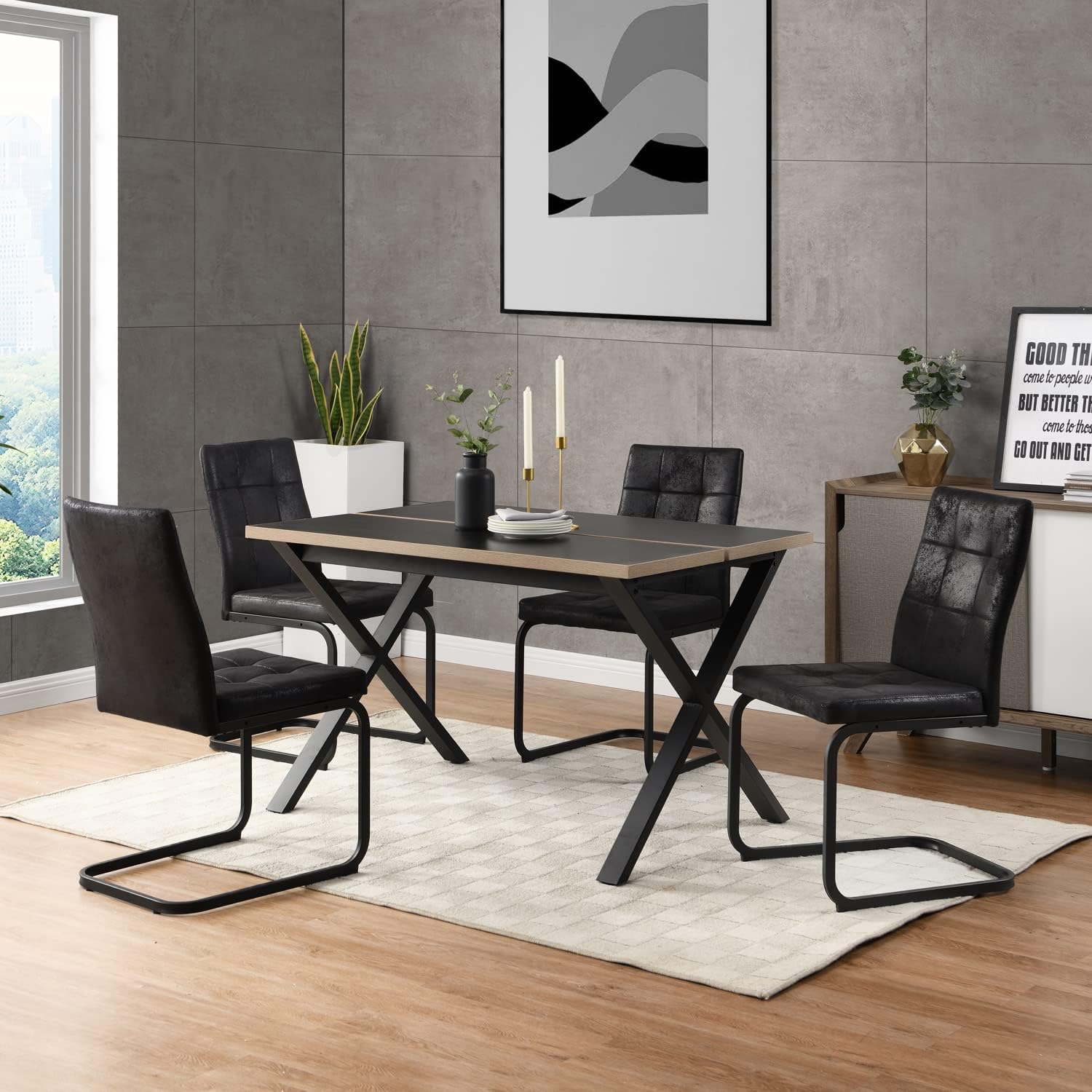 Shenzhen Formwell Household Products Co., Ltd. Formwell Dining chair, industrial Moden design, Swing chair for kitchen dining room, metal frame, Suede fabric surface
