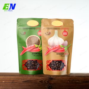 Custom Logo Matte Finished Resealable stand up pouch bag with window