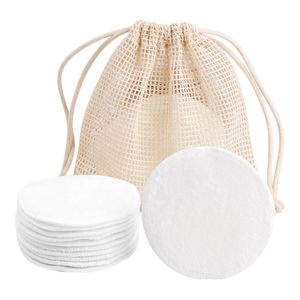 Recycled Soft Washable Reusable Round Cotton Bamboo Cosmetic Cloth Fabric Makeup Removal Pad Set with Mesh Bag