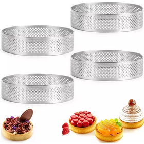 Baking Tool 304 Stainless Steel Perforated French Baking Tart let Mold Pie Cake Ring