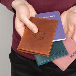 Real leather passport cover personalized passport holder travel gift set wholesale