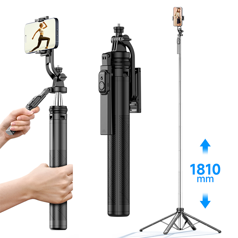 CYKE C19 Stable 4-Foot Stand Extra Long Rod 1810mm Detachable Phone Stand Bluetooth Remote Control with Balanced Rotating Handle