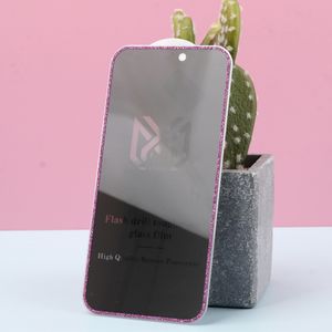 Glitter Edge Tempered Glass Anti-peeping Screen Protector For iphone Protector de pantalla Privacy Screen