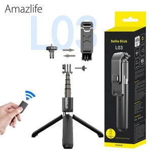 Amazlife LO3 Wireless Cell Phone Action Camera Monopod Selfie Pole Stick Tripod palito de selfi