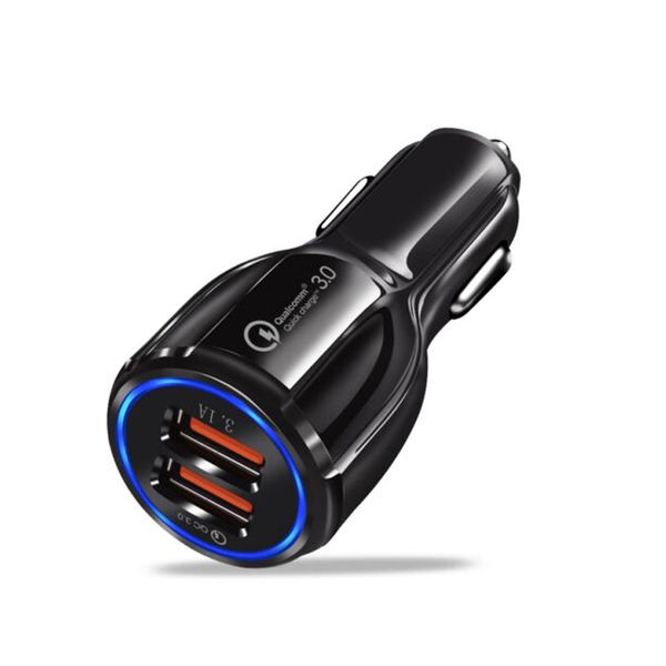 2024 Universal 3a usb car charger qc30 fast mobile phone charger with dual usb ports