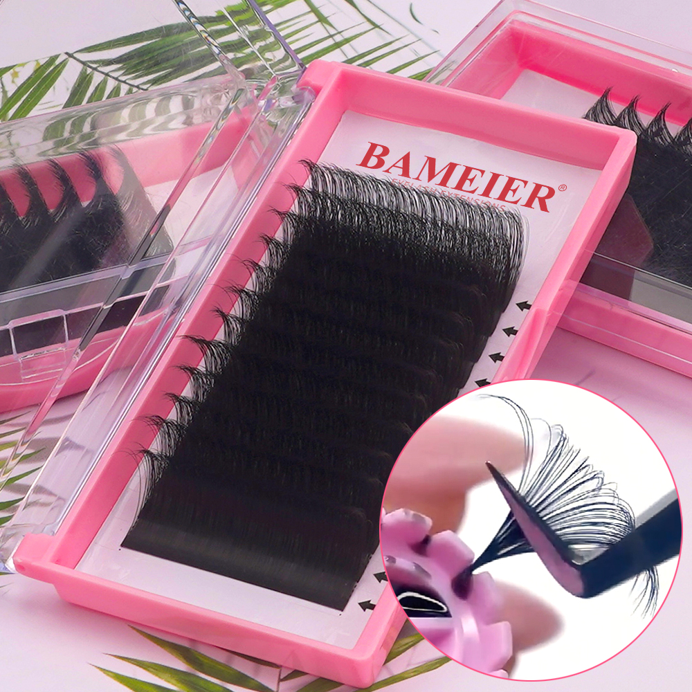 Wholesale Matte Jet Black Cashmere Volume Eye Lash Extensions Tray c cc d dd l m Curl Easy Fan Eyelash Extension