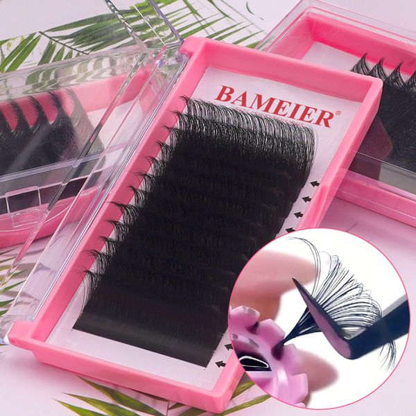 Wholesale Matte Jet Black Cashmere Volume Eye Lash Extensions Tray c cc d dd l m Curl Easy Fan Eyelash Extension