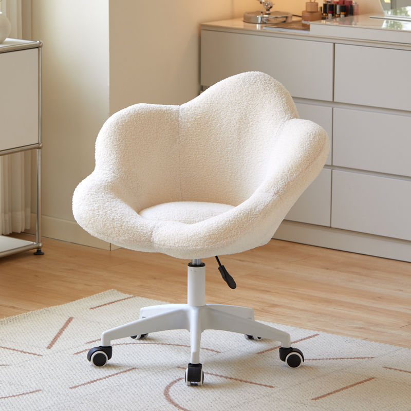 Formwell Home Office Chair flower shape Chair with Mid-Back Upholstered Modern Tufted Chair Swivel Height Adjustable lambswool
