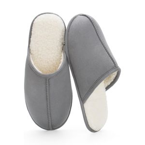 Men's Scuff Slippers with Memory Foam Faux Suede Upper Open Back House Slip-ons Non-slip Indoor Slippers