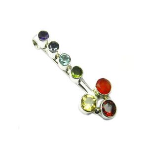Real Garnet Carnelian Blue Topaz Citrine Iolite Amethyst Peridot Multi Stone 7 Chakra Pendant Fine Jewelry Pendants & Charms