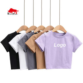 Custom Cotton Crop Tops Women T shirt White Yoga Fitness Slim Fit cropped tshirt Ladies Crop Tops For Women