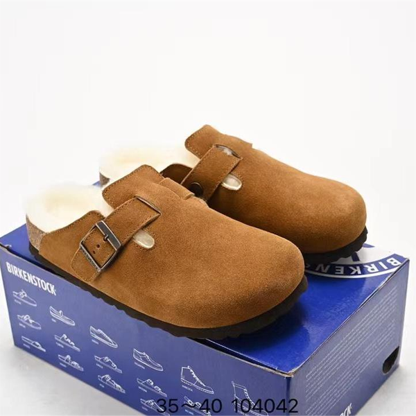 Dropshipping Winter Cozy Furry Faux Leather Thick Sole Birkenstocks Women Platform Sandals Slippers Shoes