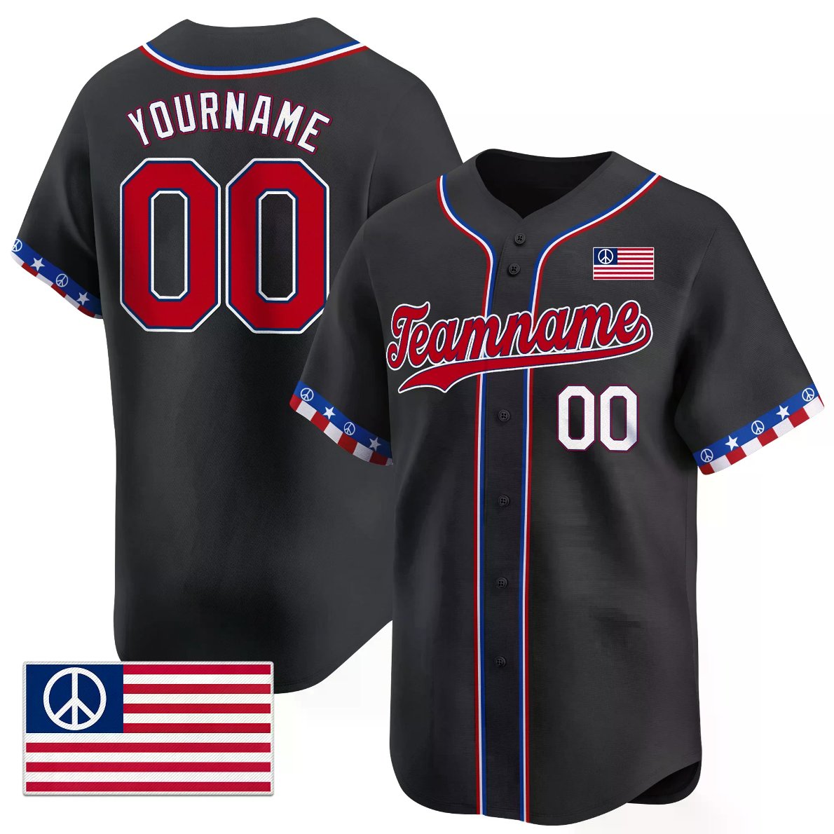 Shanghai Pudong New Area Zhoupu Town People's Government Red Royal - White Independence Day Hippie Style Custom Baseball Jersey - American Flag