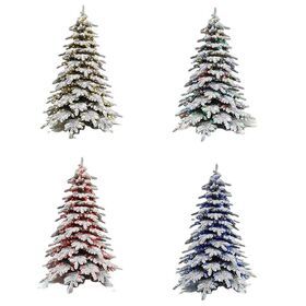 Pre-lit Led Classic Artificial Flocked Christmas Tree With Snow Effect