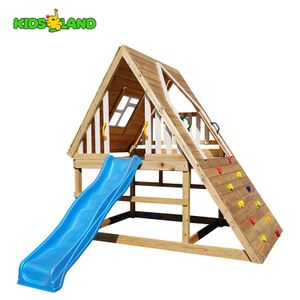 Backyard School Outdoor Wooden Climbing Frame Slide Wood Playground