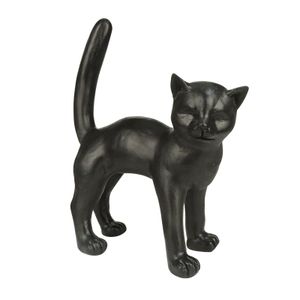 Factory wholesale black cat sculpture cute animal model souvenir statue custom resin crafts figurine home office desktop decor