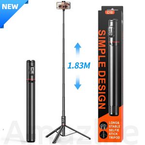 All in One 1.8m Mobile Cell Phone Selfie Stick Mini Tripod Stand with Cold Shoe Mount