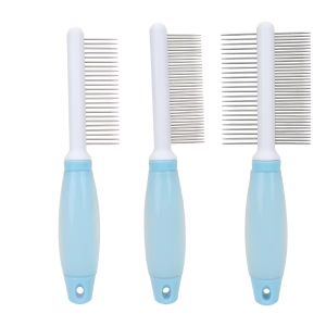 Custom Logo Silicone Handle Double Sided Cat Hair Rake Comb Dog Pet Grooming Dematting Comb