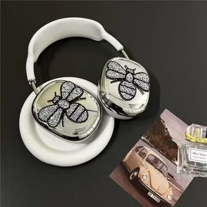 New Custom for Airpods Max Cover Bees Electroplated Silver Diamond Bling Luxury Silicone Soft for Case Airpods Max